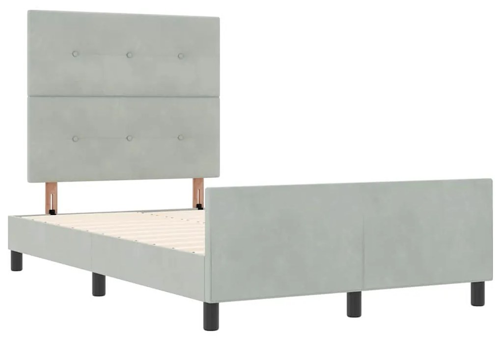 Cama de Veludo Cinzento-claro vidaXL 120x200 cm