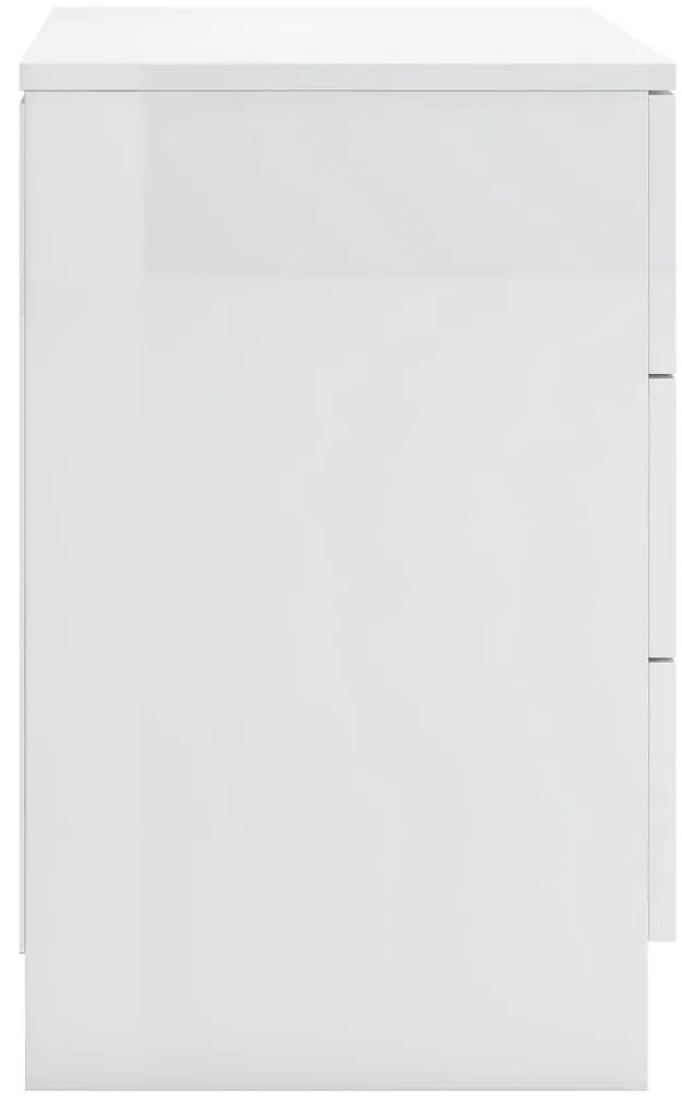 Mesa de cabeceira 38x35x56 cm contraplacado branco brilhante