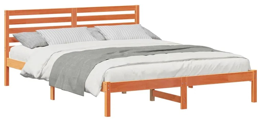 Estrutura da Cama com cabeceira Castanho-mel 160 x 210 cm