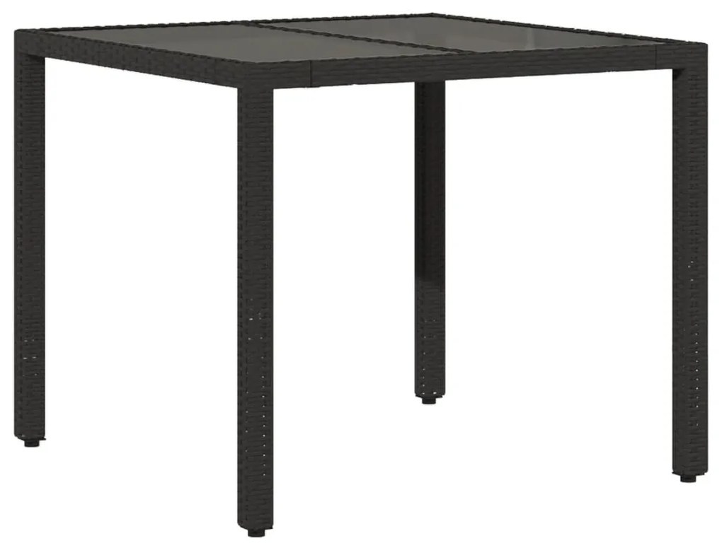 3 pcs conjunto jantar jardim c/ almofadões vime PE/vidro preto