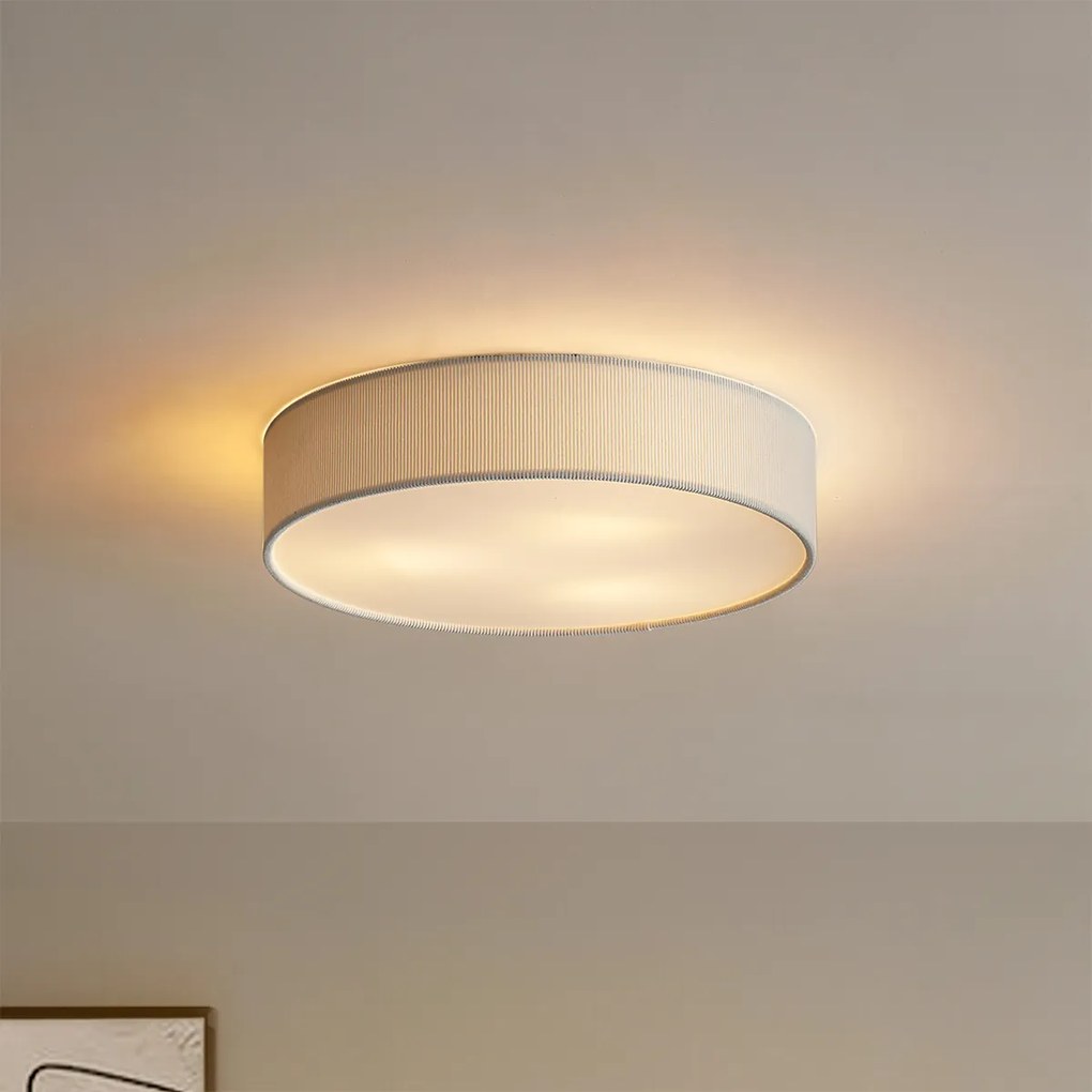 Plafon moderno branco com abajur de veludo 46cm 3-luzes - Luz