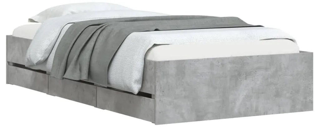 Estrutura de cama c/ gavetas derivados de madeira cinza-cimento