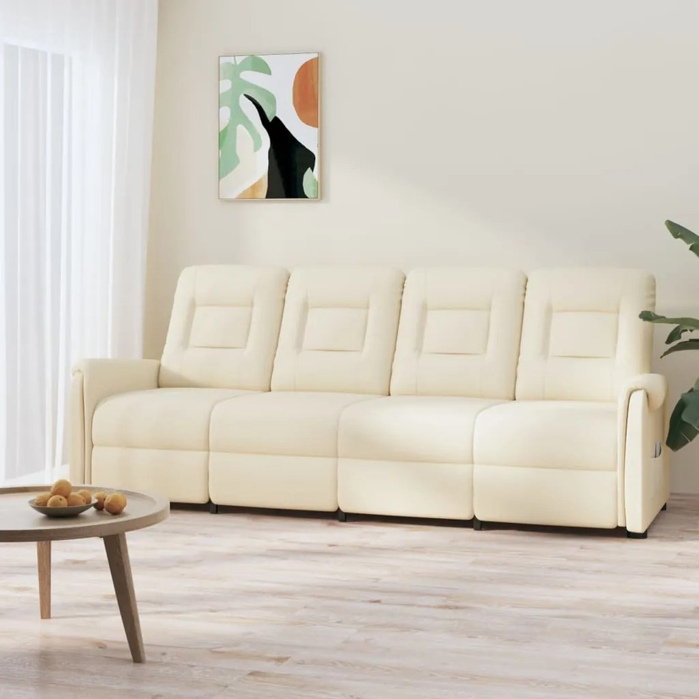 vidaXL Poltrona massagens 4 lug. reclinável couro artificial creme