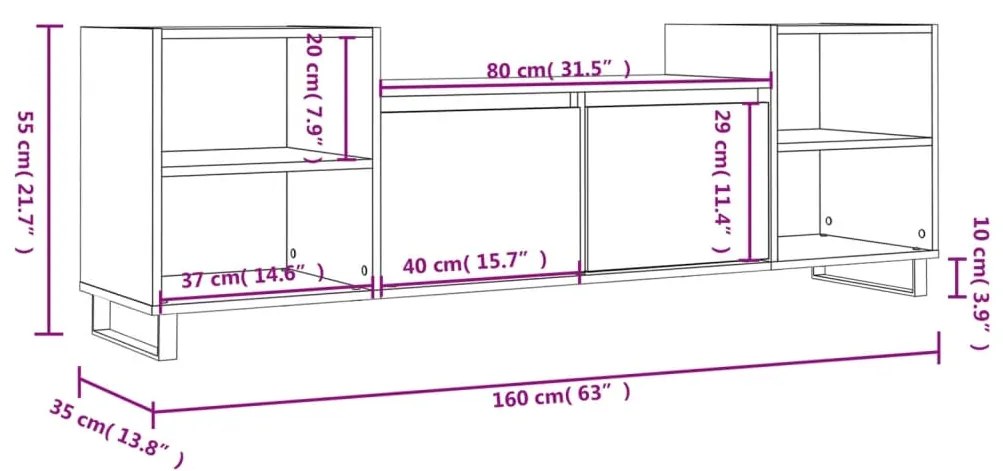 Móvel p/ TV 160x35x55 cm derivados de madeira branco