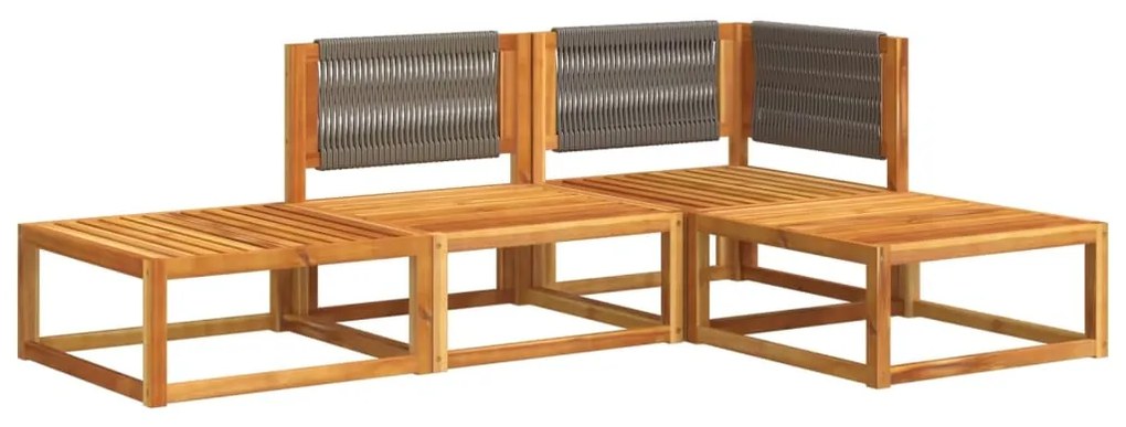 4 pcs conjunto de sofás de jardim com almofadões acácia maciça