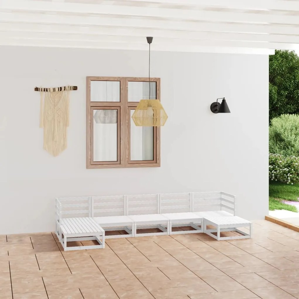 vidaXL 7 pcs conjunto lounge de jardim pinho maciço
