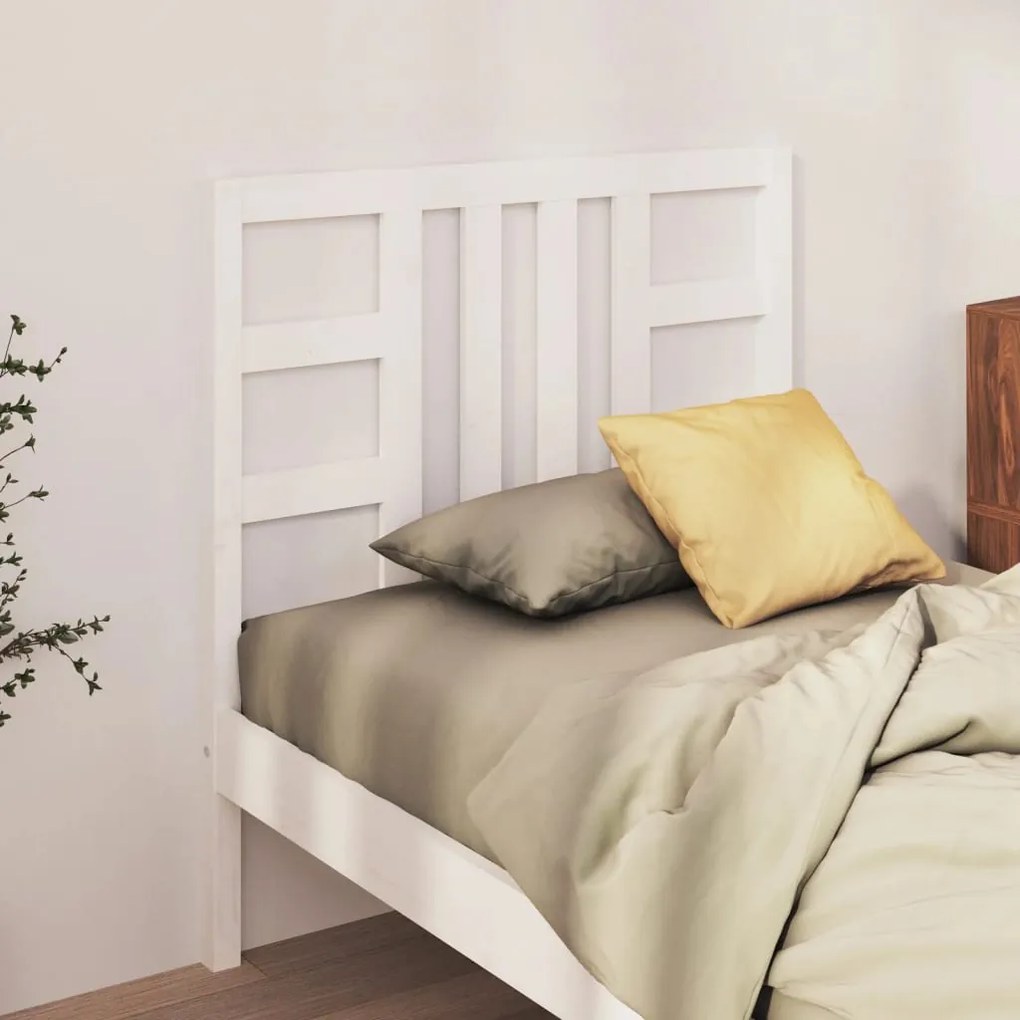 817826 vidaXL Cabeceira de cama 106x4x100 cm pinho maciço branco