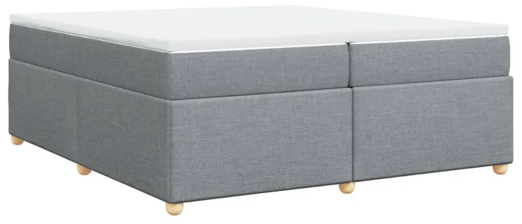 Cama com molas/colchão 200x200 cm tecido cinza-claro