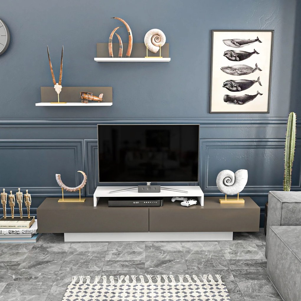 Móvel TV Lusi – Branco/Castanho – 180 cm x 31 cm x 40 cm
