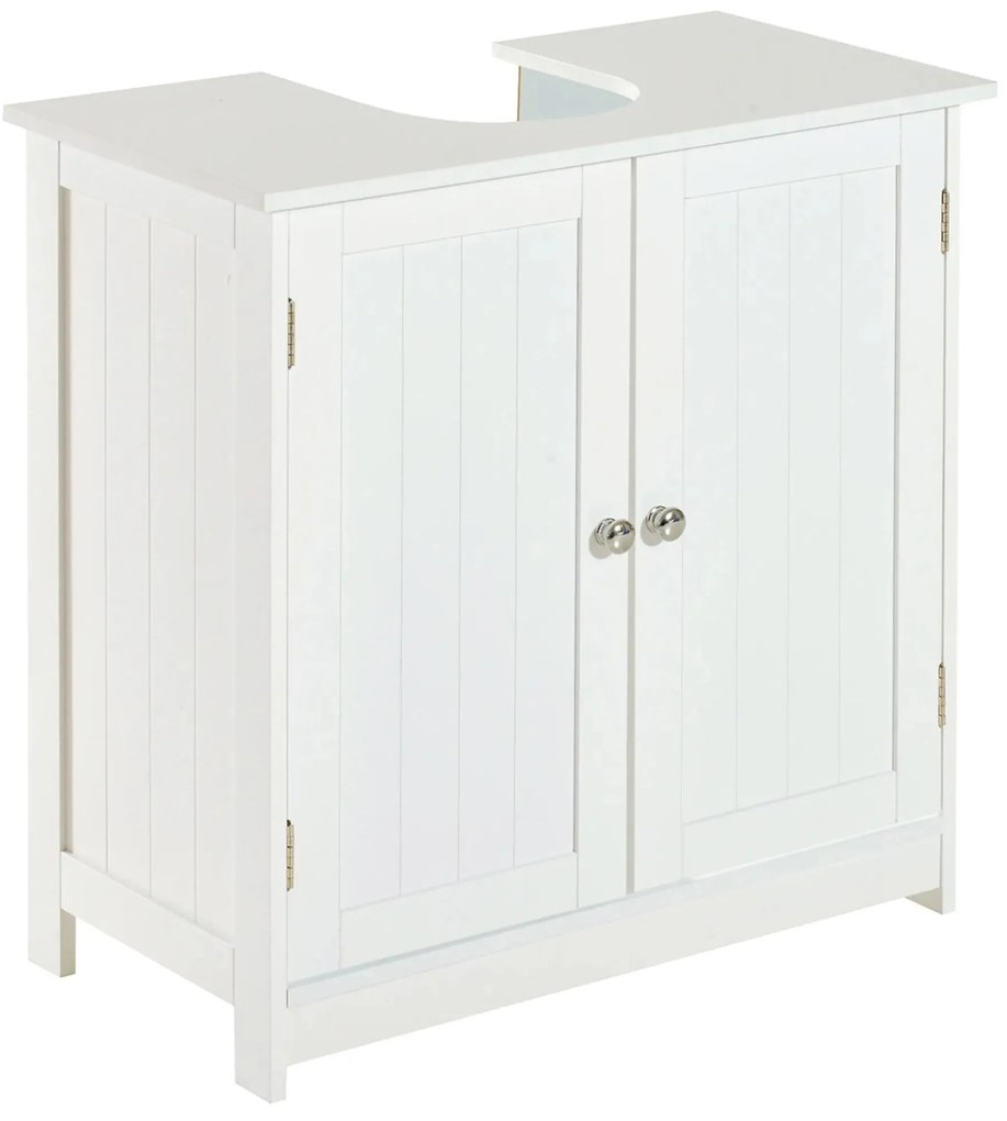HOMCOM Móvel para Lavatório Pousar Armário Casa de Banho de Armazenamento com 2 Portas e Prateleira Interior Ajustável Moderno 60x30x60 cm Branco
