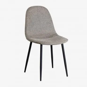 Cadeira De Jantar Estofada Glamm Preto & Tecido Castanho Areia - Sklum