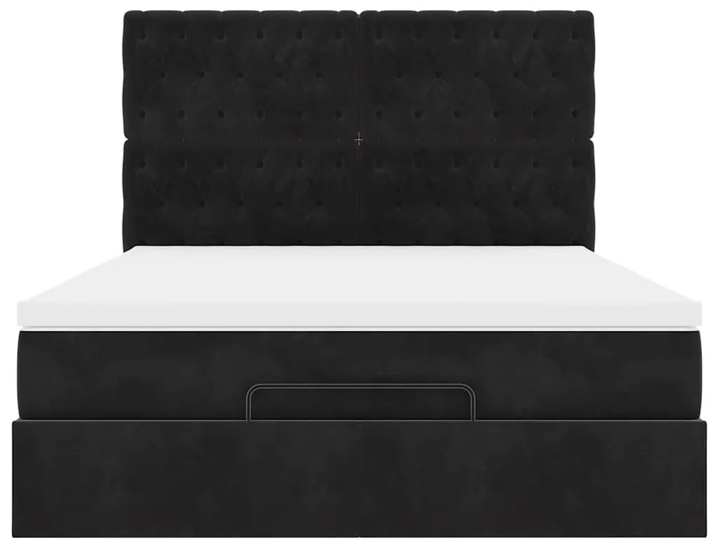 Estrutura de cama otomana com colchões 140x190 cm veludo preto
