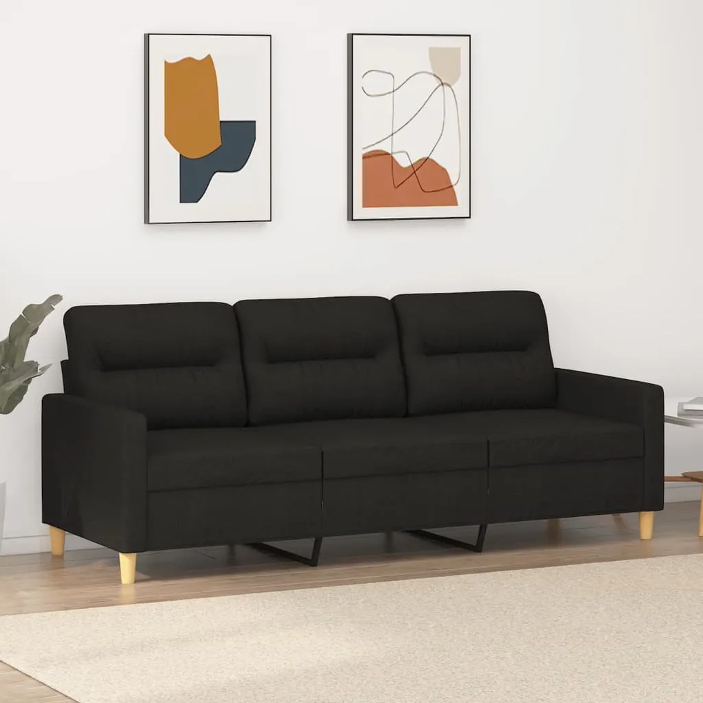 Sofá de 3 lugares tecido 180 cm preto