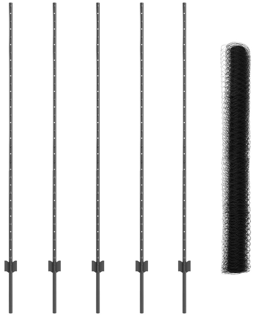 Postes de Cerca vidaXL 10 pcs Canal U Cinza 160 cm Aço