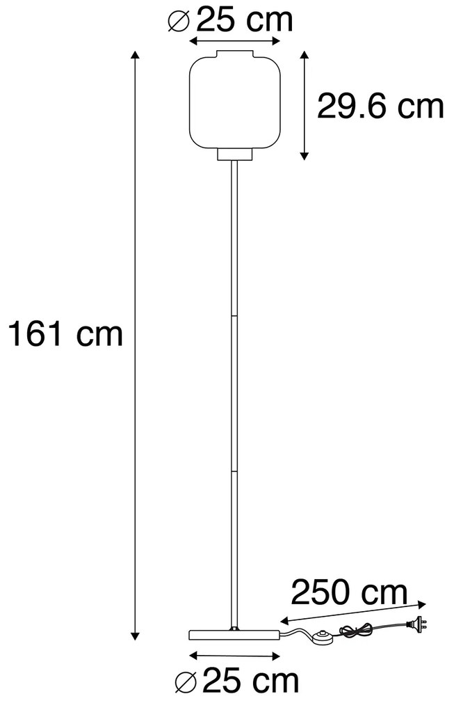 LED Candeeiro de pé inteligente preto com vidro fumê incl. Wi-Fi ST64 - Qara Design