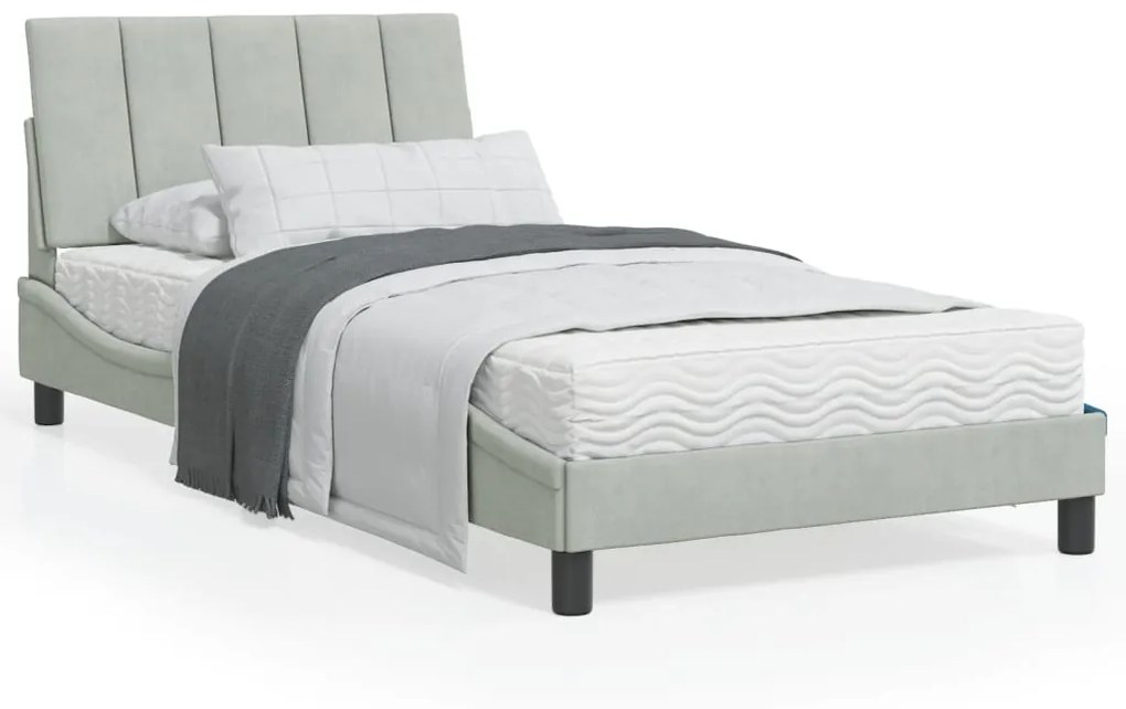 vidaXL Estrutura de cama sem colchão 100x200 cm veludo cinzento-claro