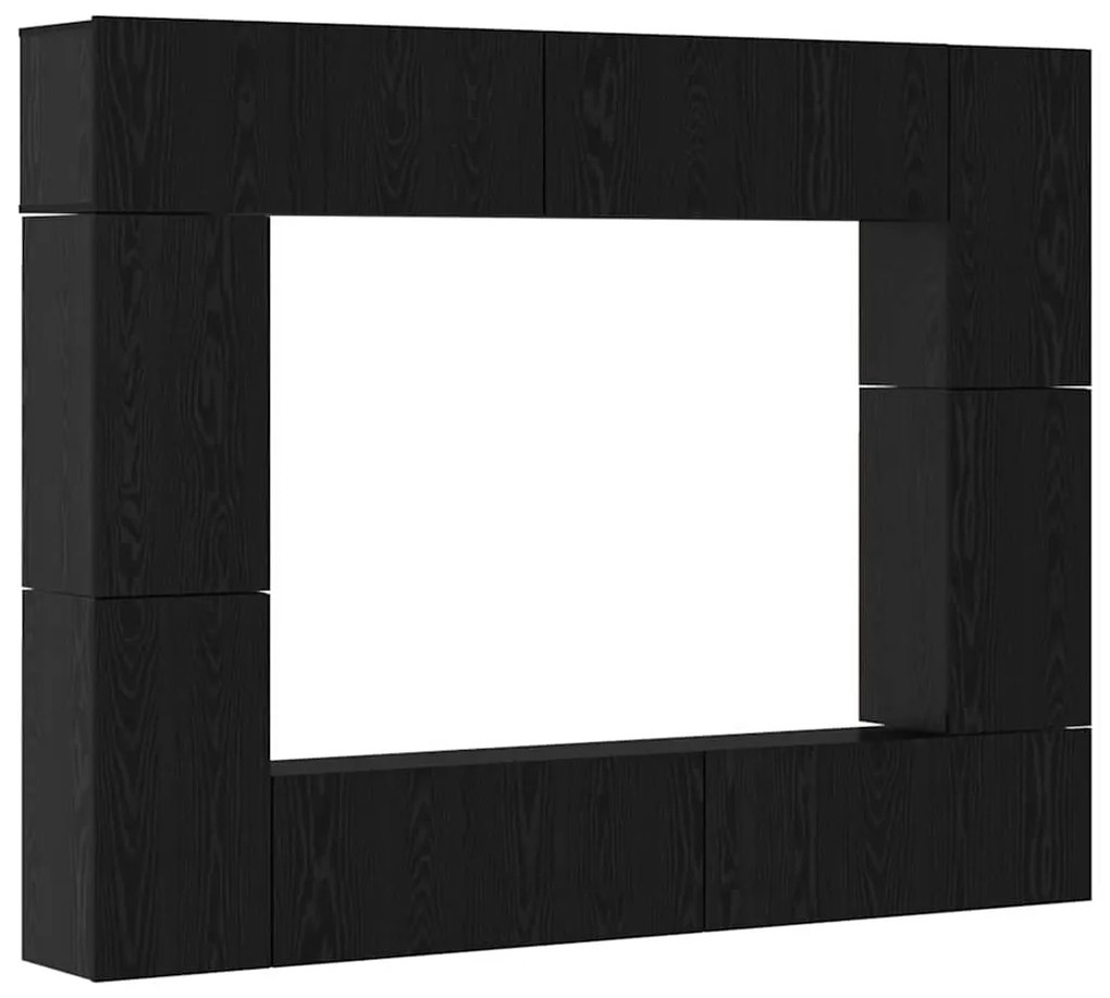 Conjunto de móvel de TV 8 pcs Carvalho Preto 80 x 30 x 30.5 cm