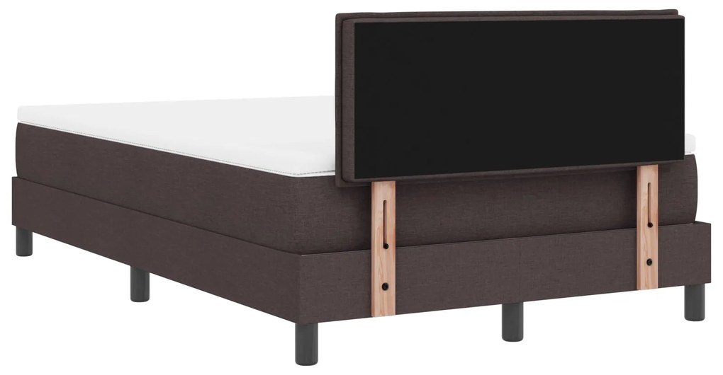 Box Spring Bed com Colchão Marrom Escuro 120x200 cm Tecido