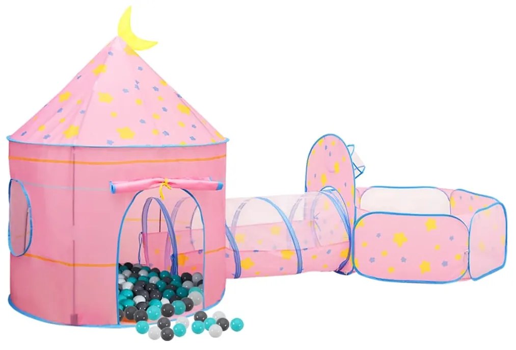 Tenda de brincar infantil com 250 bolas 301x120x128 cm rosa