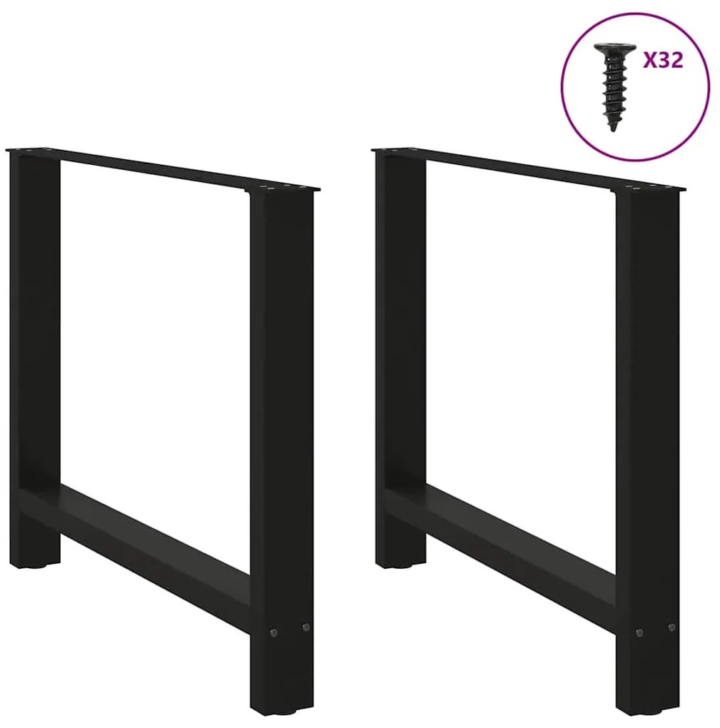 Pés para mesa de jantar , pretos, 2 peças, 100x (72-73) cm, aço
