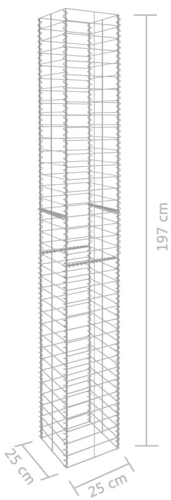 Cestos gabião 3 pcs aço galvanizado 25x25x197 cm