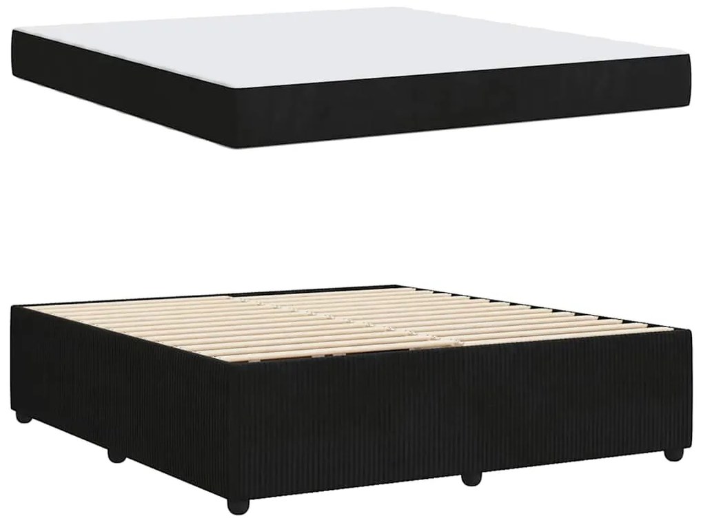 Estrutura de cama com colchão Outros Preto 180 x 200 cm Veludo