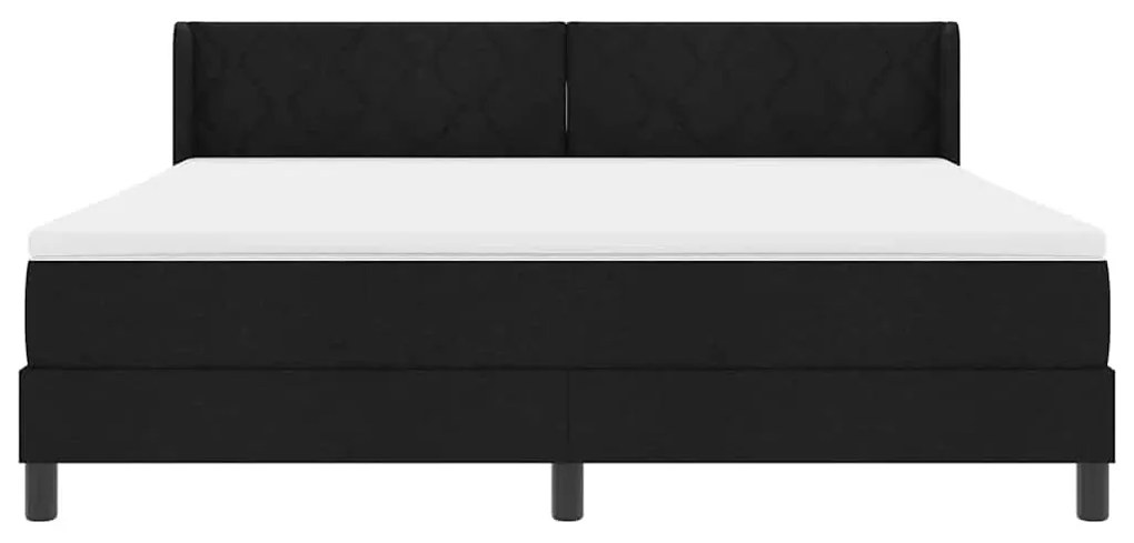 Cama Box com cabeceira Preto 180 x 200 cm Têxtil