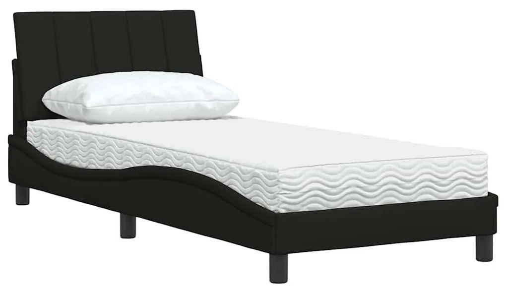 Cama com colchão 90x200 cm tecido preto