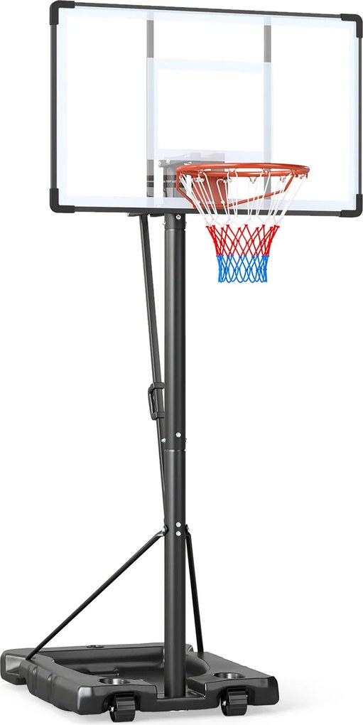 Cesto de basquetebol portátil para exterior com altura ajustável (1,7-3 m), base recheável e rodas, para crianças e adultos, para uso interior e exter