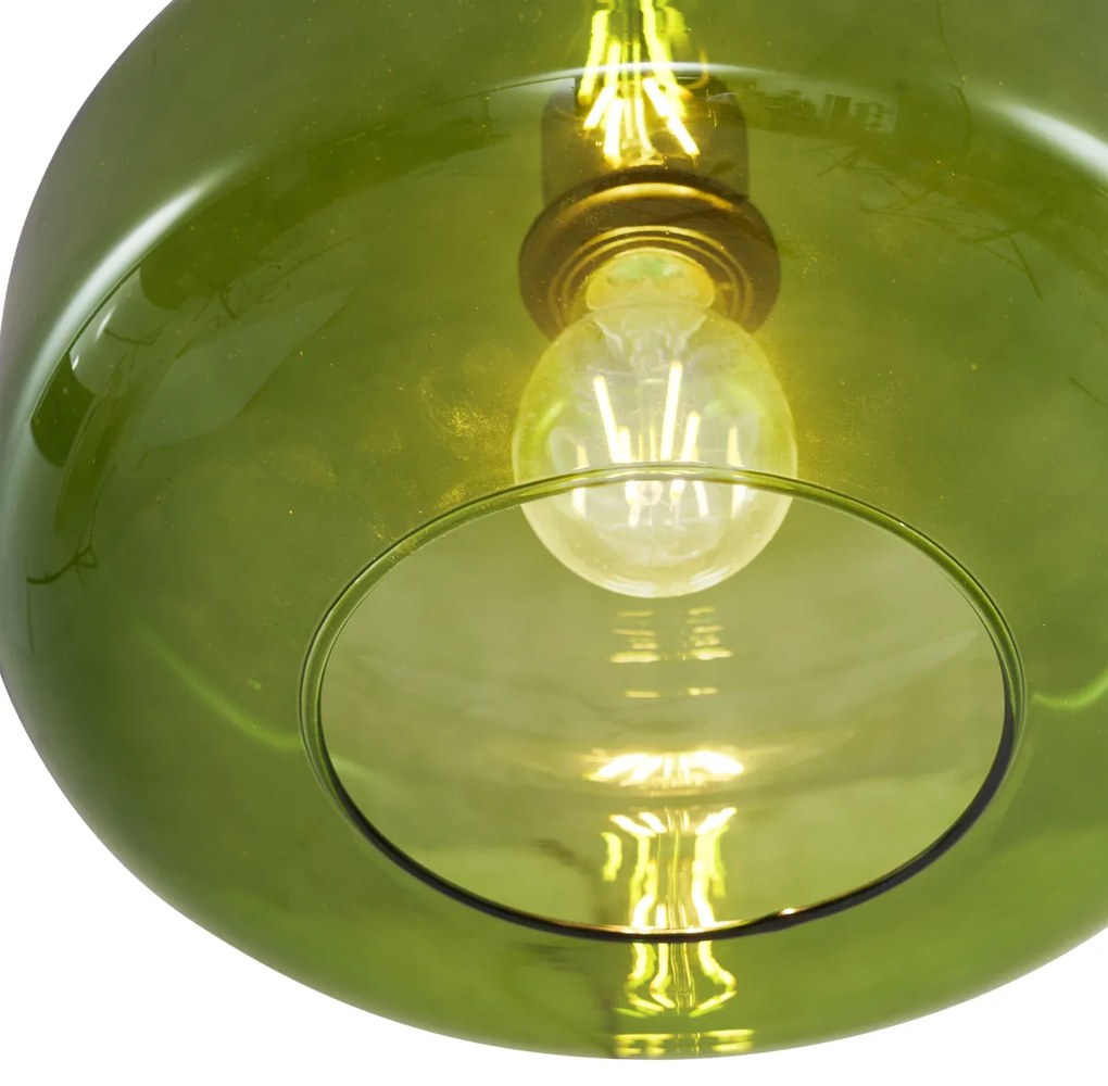 Candeeiro Pendente Retro Preto com Vidro Verde - Bizle Retro