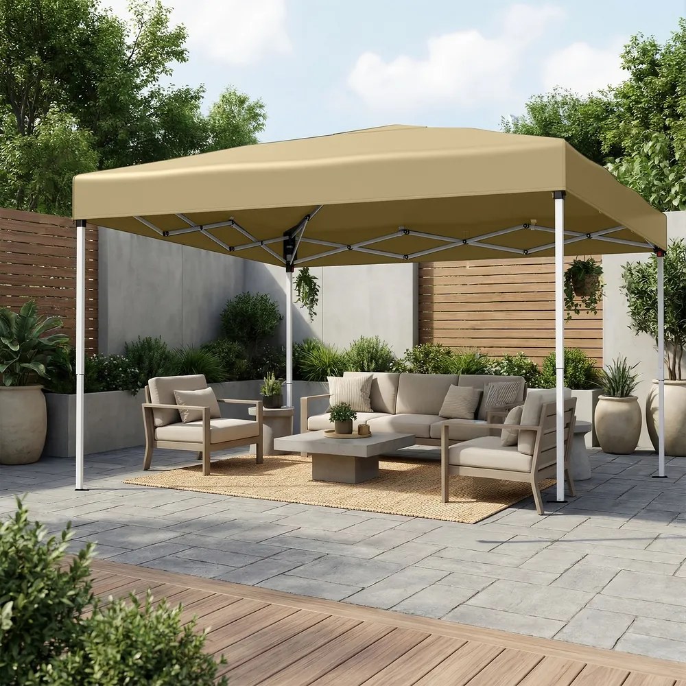 Tenda dobrável de 3 x 3 m, resistente, portátil, pavilhão para jardim bege