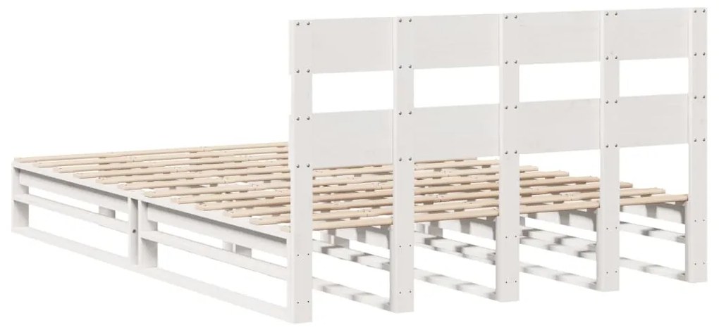 Cama sem colchão 135x190 cm madeira de pinho maciça branco