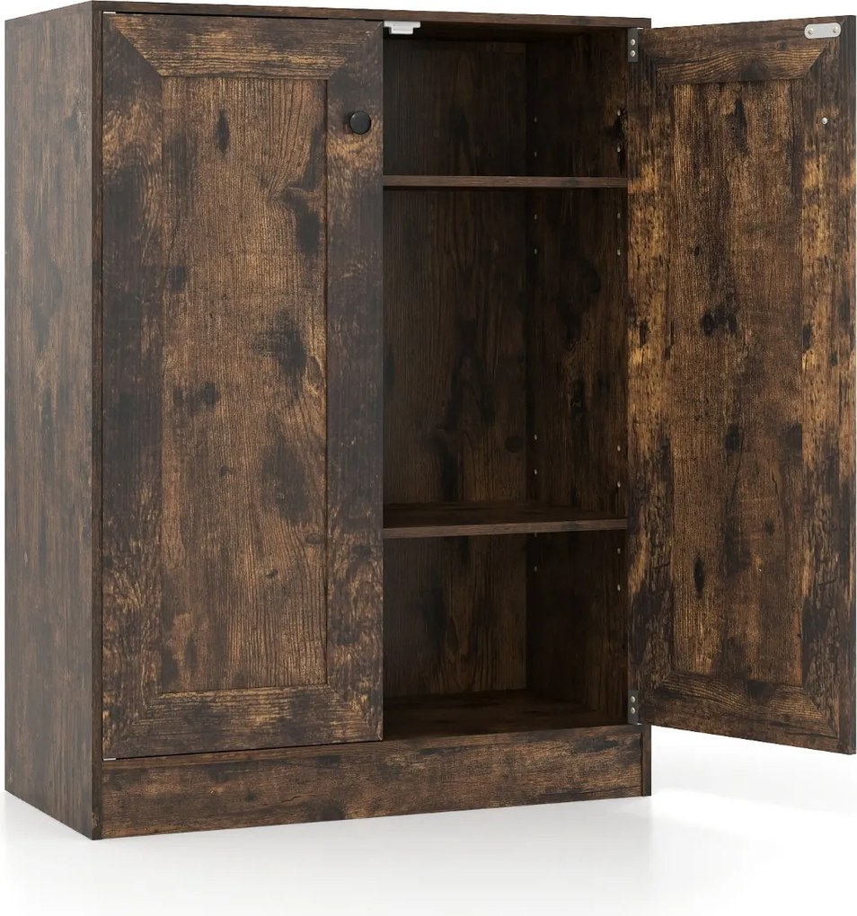 Armário de armazenamento 60 x 30 x 80 cm com portas e prateleiras ajustáveis Castanho