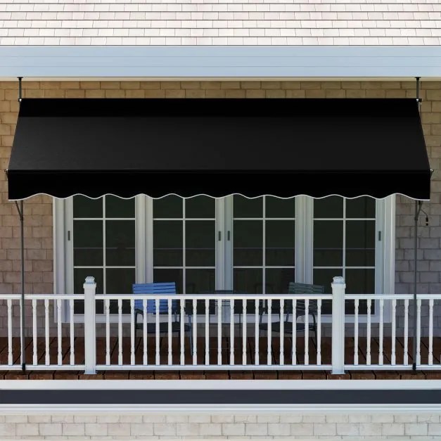 Toldo retrátil manual 4 m x 180 cm Sombra exterior ajustável sem perfuração com manivela para pátio, varanda, jardim Preto