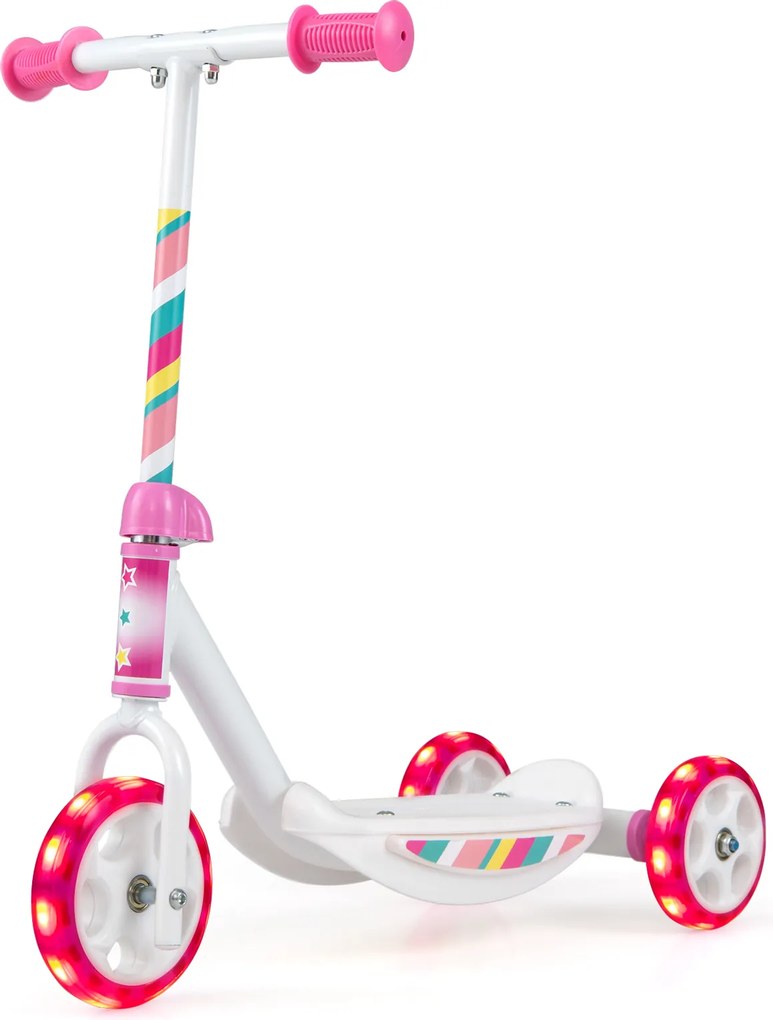 Trotinete Infantil de 3 Rodas, 56 x 32 x 59 cm, Rodas Luminosas LED, Rosa