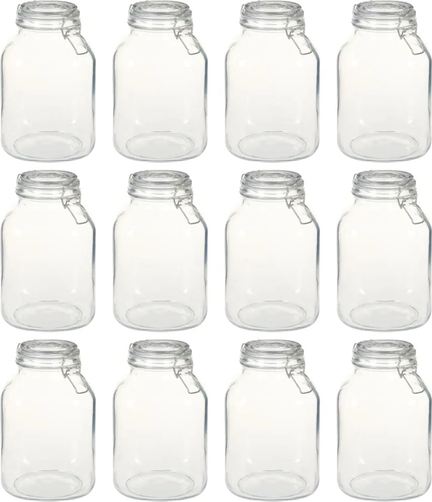 vidaXL Frascos de vidro com fechos 12 pcs 3 L