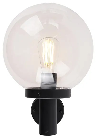 Candeeiro de parede exterior preto com plástico IP44 aço inoxidável - Sfera Moderno