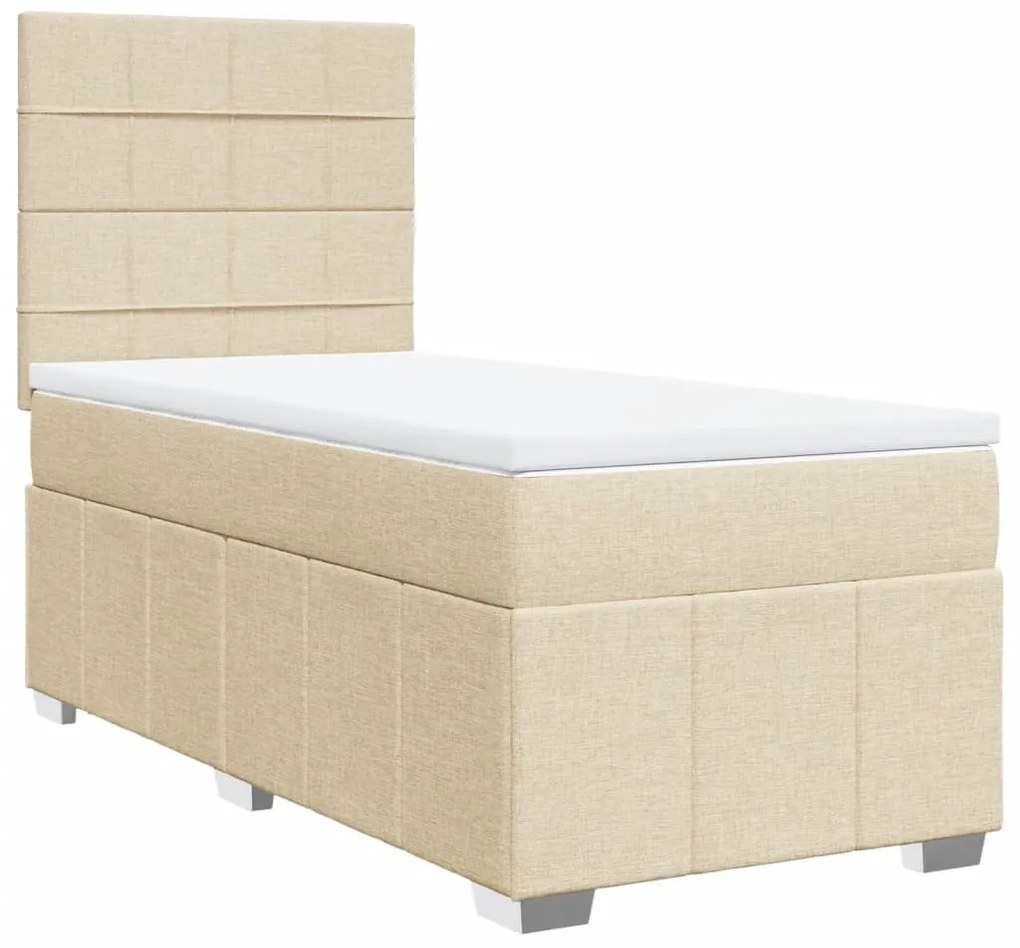 Cama com molas/colchão 90x190 cm tecido cor creme