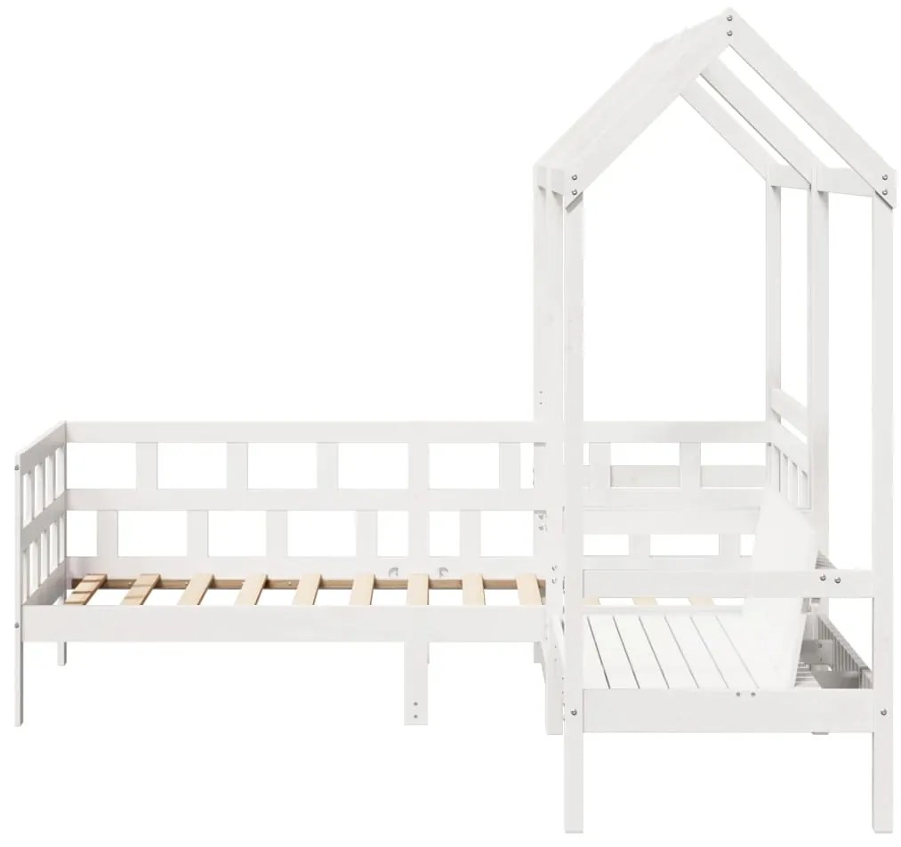 Conj. de sofá-cama com telhado 90x190 cm pinho maciço branco