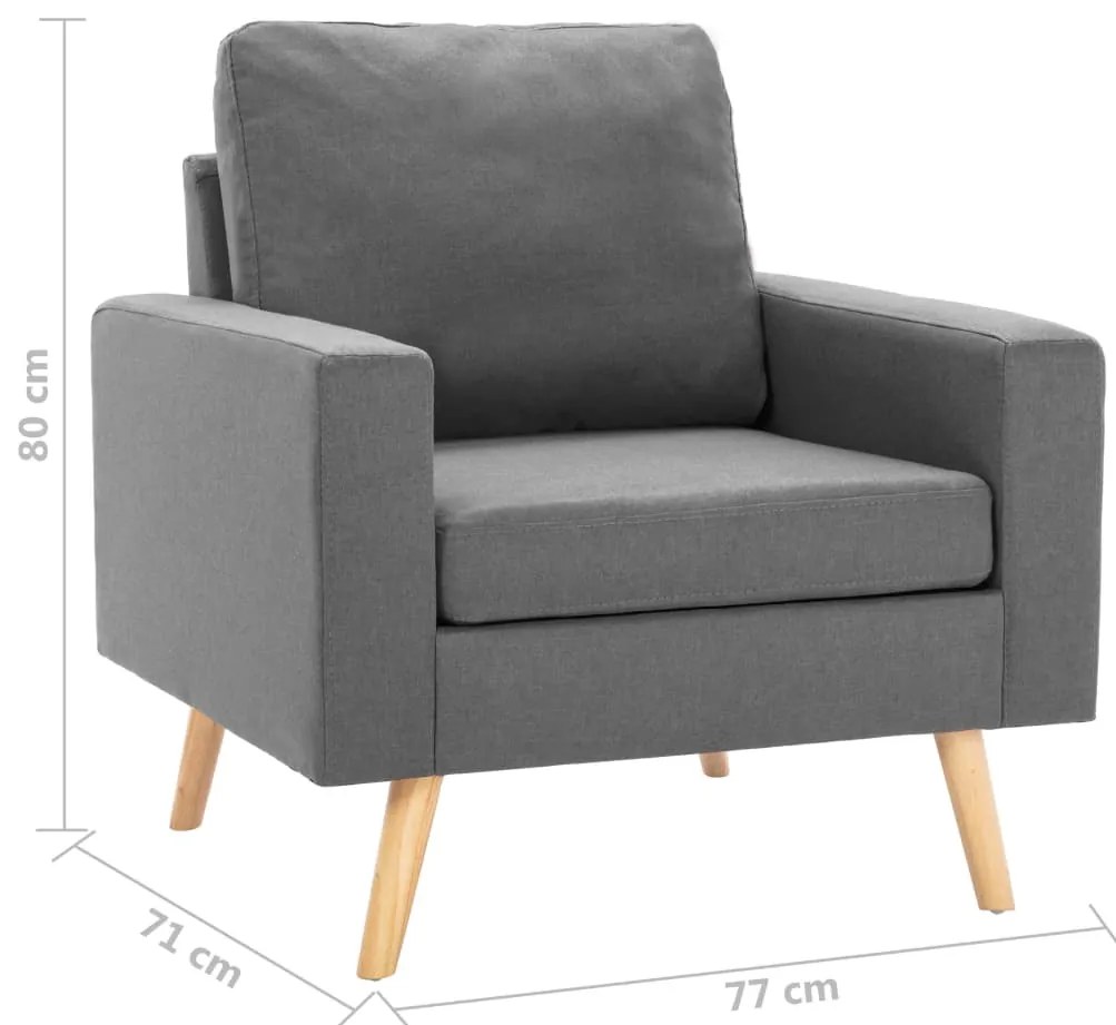 2 pcs conjunto de sofás tecido cinzento-claro