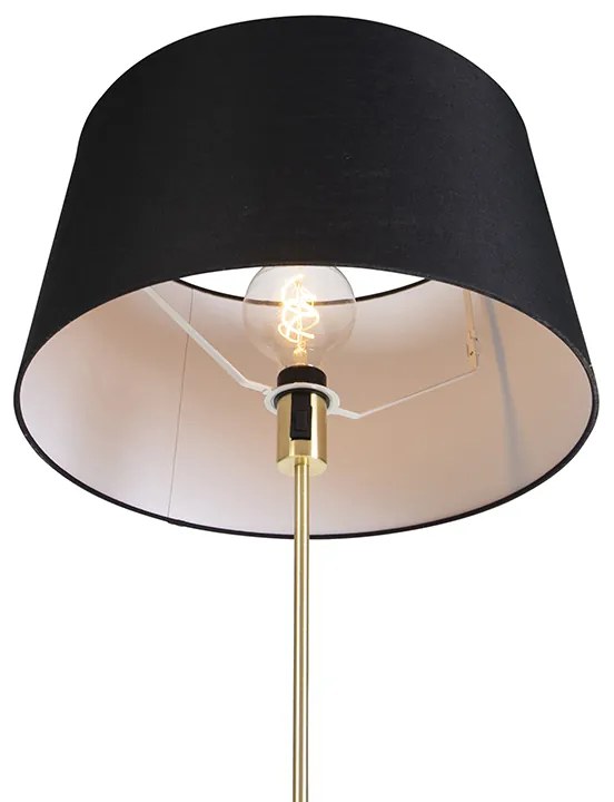 Candeeiro de pé dourado/latão com abajur de linho preto 45 cm - Parte Design,Moderno