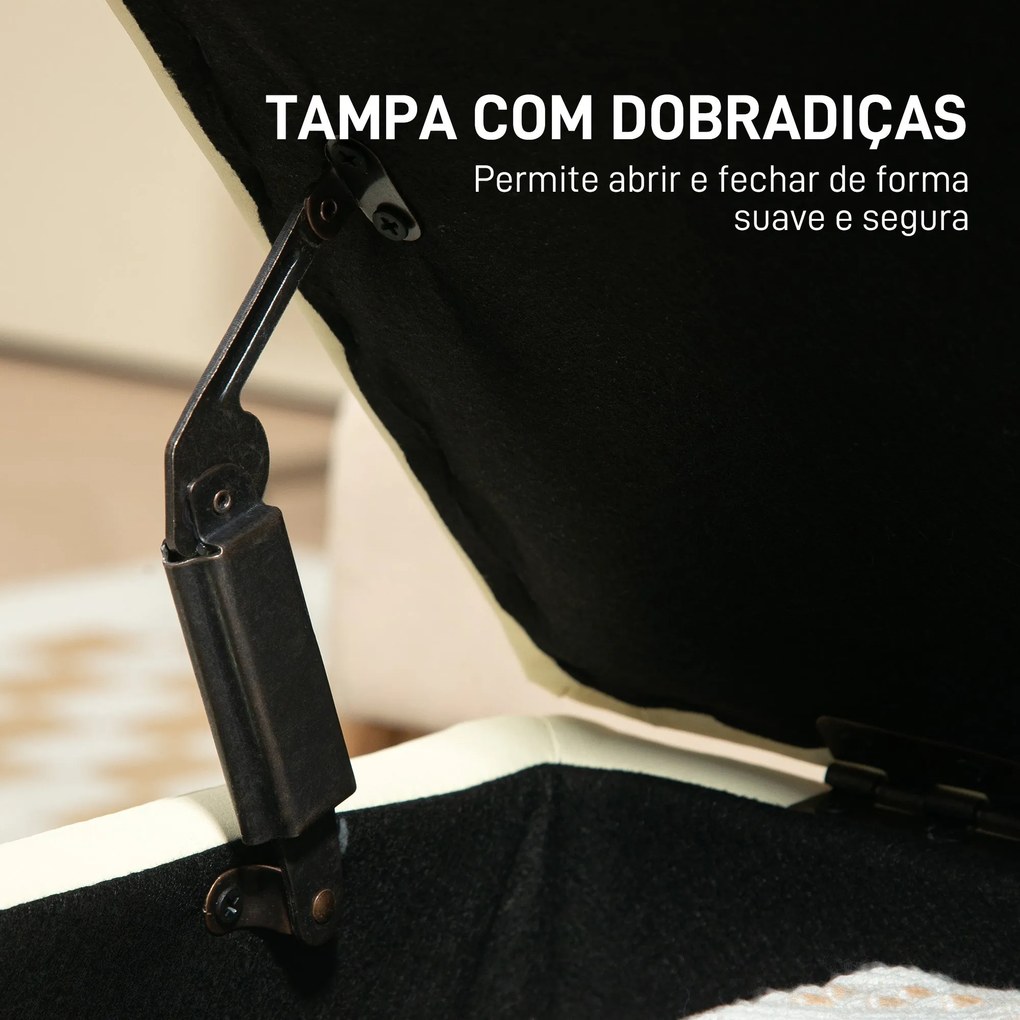 Baú Puff de Armazenamento "Lykke" – 33L – Estofado em Couro PU – 60x38