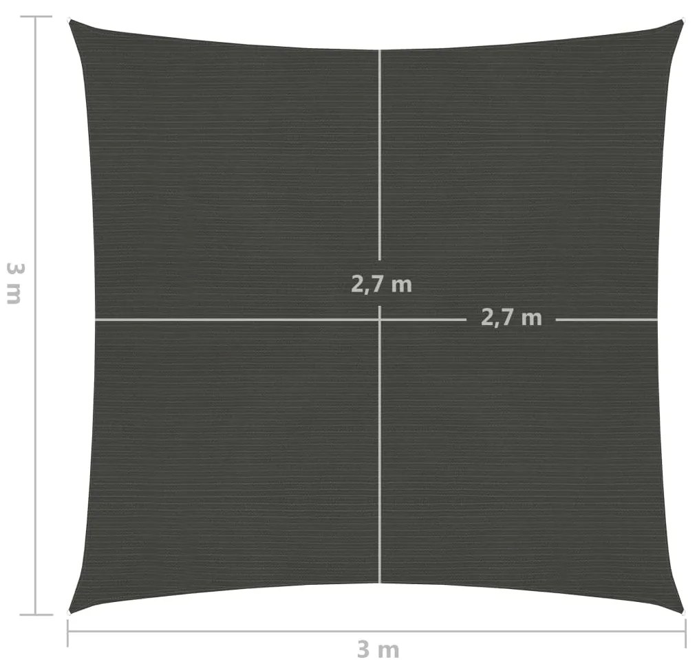 Para-sol estilo vela 160 g/m² 3x3 m PEAD antracite