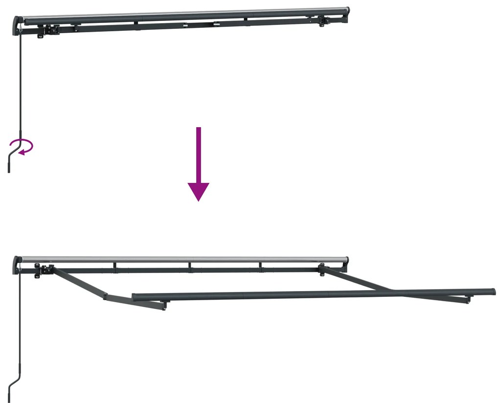 Toldo Retrátil Manual Vermelho e Branco 350x200 cm