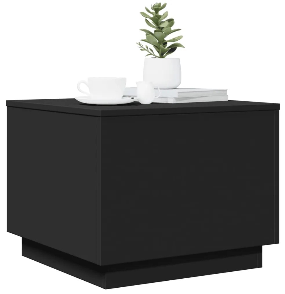 Mesa de centro com luzes LED 50x50x40 cm preto