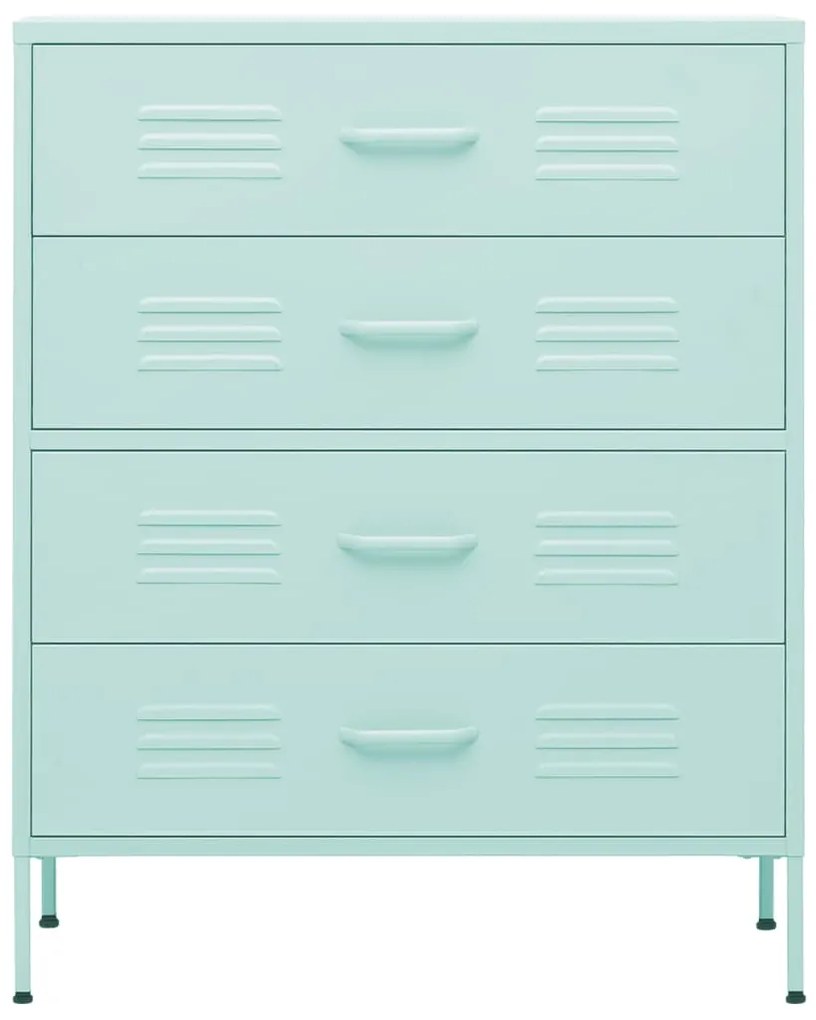 Cómoda/aparador com gavetas aço 80x35x101,5 cm verde-hortelã