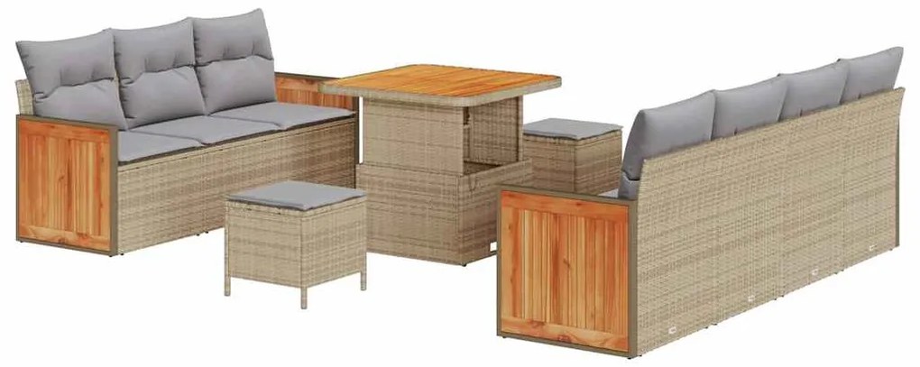 Conjunto de Sofá de Jardim vidaXL de 10 Peças com Almofadas Rattan Pol