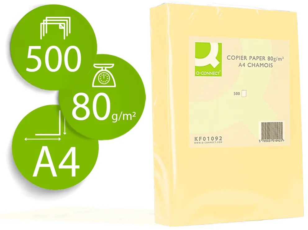 Papel de Cor Q-Connect Din A4 80gr Champanhe Pack de 500 Folhas