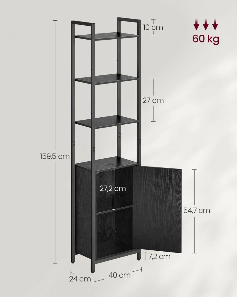 Estante de sala minimalista e elegante 24 x 40 x 159,5 cm Preto