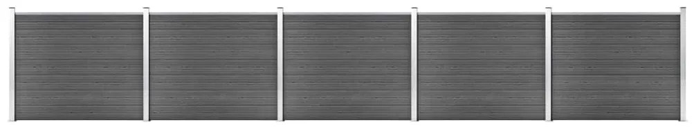 vidaXL Conjunto painel de cerca 872x146 cm WPC preto